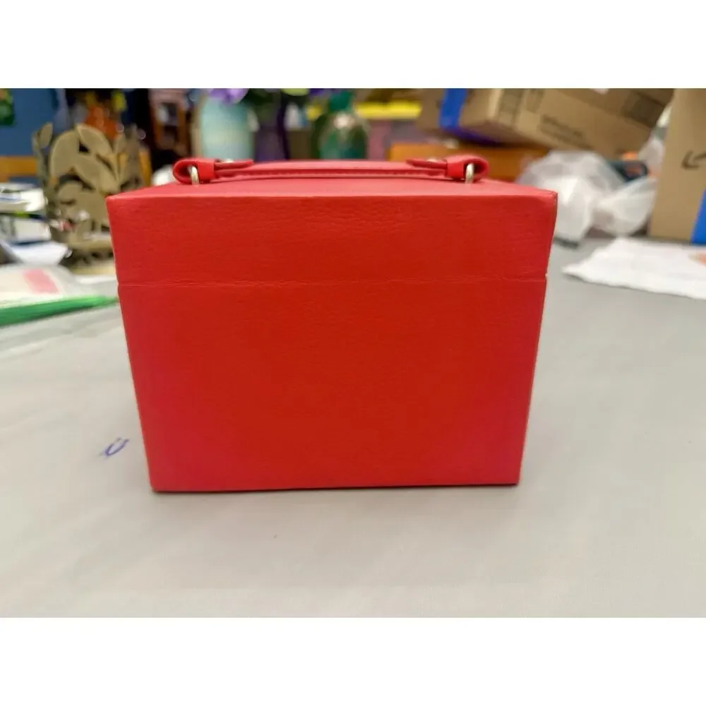 Morelle & Co. Laura Red Leather 3-Tier Jewelry Box With Mirror